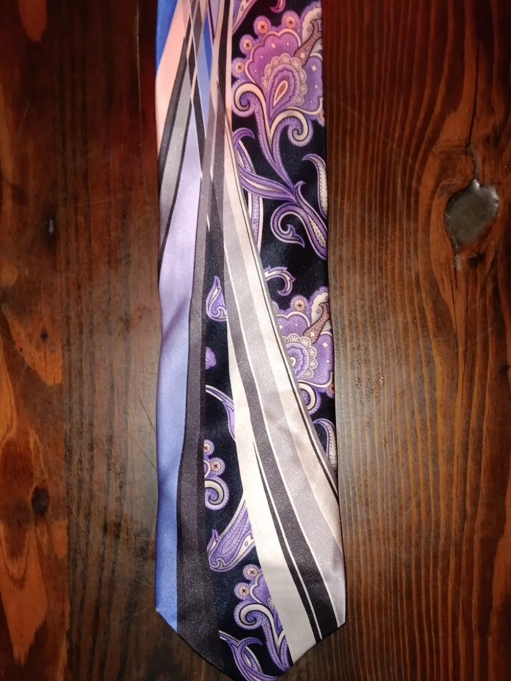 Vitaliano Pancaldi Men's Purple Paisley & Striped Tie - Elegant Dress Accessory